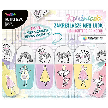 Textlinere - DE TEXTMARKER 4/SET CULORI PASTEL PRINCESS NEW LOOK KIDEA ZKNLKA