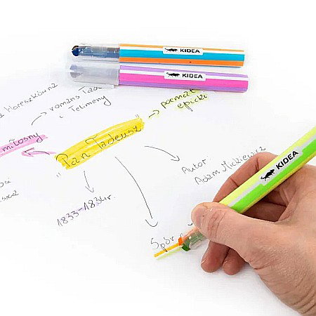 DE TEXTMARKER 2 IN 1 CU UN CAPAT SI DOUA CULORI SEPARATE PENTRU LINII DUBLE KIDEA Z2W1KA [1]