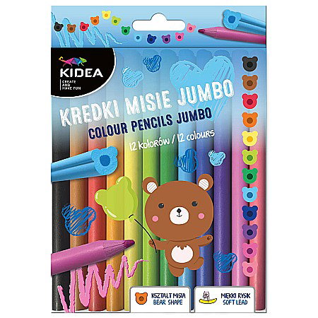 Creioane colorate - DE CREIOANE COLORATE 12/SET JUMBO FORMA URSULET KIDEA KMJ12KKA