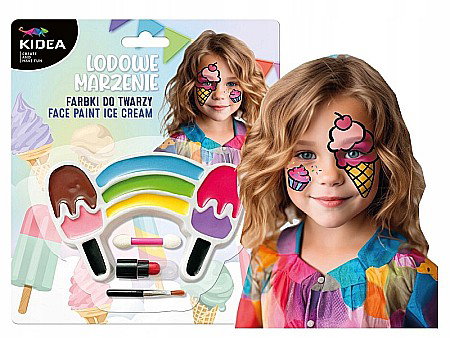 DE SET PICTURA PE FATA COPII 8 CULORI + APLICATOR, PENSULA SI RUJ ICE CREAM KIDEA FDTLM9KA [1]