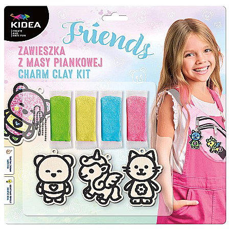 Seturi Creative pentru Copii - DE SET CREATIV 3 PANDANTIVE LEMN + SPUMA 4 CULORI FRIENDS KIDEA ZMPFKA