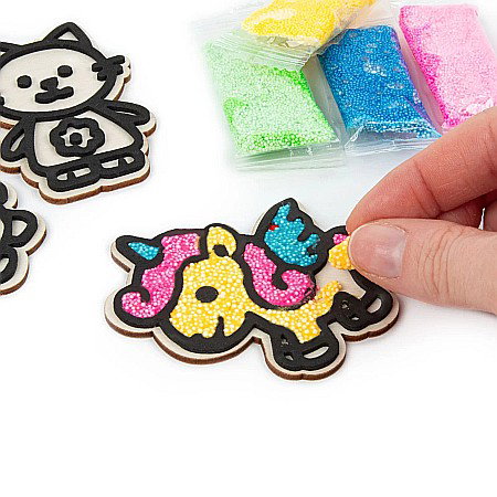 DE SET CREATIV 3 PANDANTIVE LEMN + SPUMA 4 CULORI FRIENDS KIDEA ZMPFKA [1]
