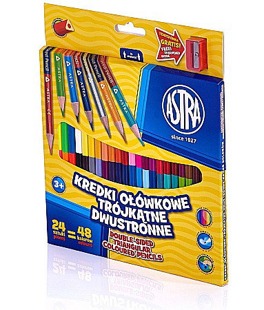 RECHIZITE SCOLARE IPB - AS CREIOANE COLORATE 24/SET TRIUNGHIULARE 2 CAPETE + ASCUTITOARE ASTRA 312116004