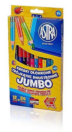 Creioane colorate - AS CREIOANE COLORATE 12/SET BICOLOR JUMBO + ASCUTITOARE ASTRA 312118001