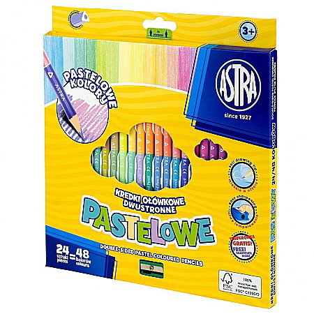RECHIZITE SCOLARE IPB - AS CREIOANE COLORATE PASTEL 24/SET 2 CAPETE + ASCUTITOARE ASTRA 312120005