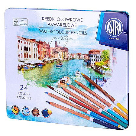 Creioane Colorate Acuarelabile la Set - AS CREIOANE COLOR AQUAREL PRESTIGE 24/SET CUTIE METAL 312121002