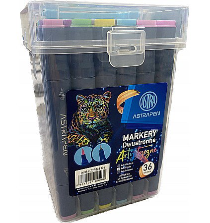 Markere creative 2 capete - AS MARKERE TRIUNGHIULARE 2 CAPETE VF.PENSULA si VF.FIN 36 CULORI/SET PASTEL 207023905