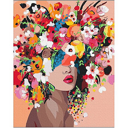 Pictura pe numere - AS PANZA PICTURA PE NUMERE 40*50CM CU VOPSELE SI PENSULE, PORTRET IN FLORI 801022904
