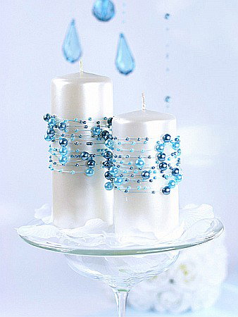 Accesorii decorative pentru flori - PD GHIRLANDA PERLE DECOR TURQUOISE 1.3M 5/SET GP15
