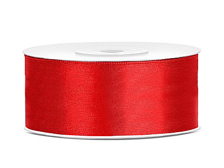 Fundite, Panglici , Benzi Craciun - PD BANDA SATIN, Satin Ribbon, red, 25mm/25m TS25-007