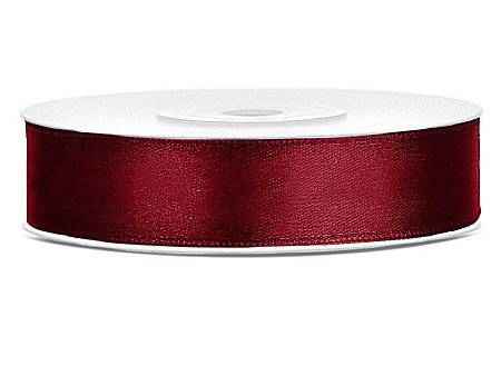 Satin pentru impachetat buchete - PD BANDA SATIN, Satin Ribbon, deep red, 12mm/25m TS12-082