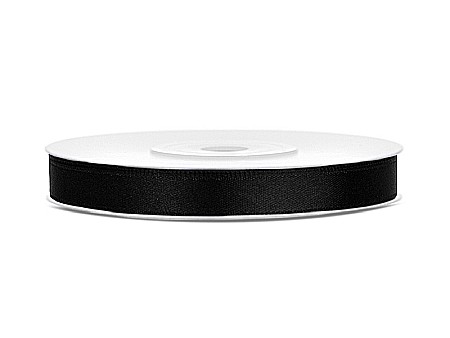 Satin pentru impachetat buchete - PD BANDA SATIN, Satin Ribbon, black, 6mm/25m TS6-010