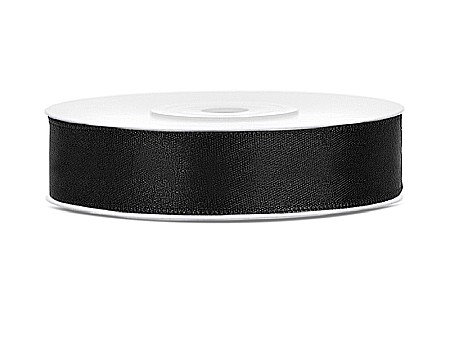 Satin pentru impachetat buchete - PD BANDA SATIN, Satin Ribbon, black, 12mm/25m TS12-010