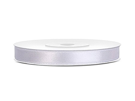 Fundite, Panglici , Benzi Craciun - PD BANDA SATIN, Satin Ribbon, white, 6mm/25m TS6-008