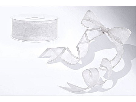 PD BANDA CHIFFON Ribbon chiffon, white, 25mm/25m TSZB25-008 [1]
