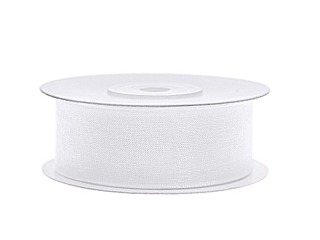 Organza floristica - PD BANDA ORGANZA, white, 25mm/25m TSZF25-008