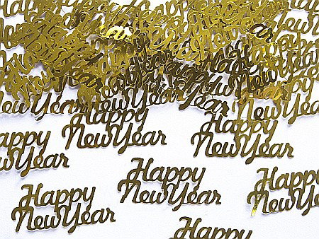 PD CONFETTI Happy New Year, gold, 4 x 2cm, 3g  KONS43 [2]
