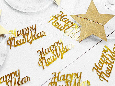 PD CONFETTI Happy New Year, gold, 4 x 2cm, 3g  KONS43 [6]