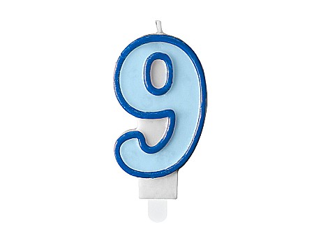 Decoratiuni/ Lumanari Tort/ Briose - PD LUMANARI TORT Number 9, blue, 7cm SCU1-9-001