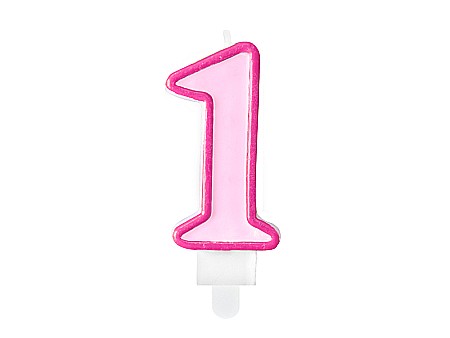 Decoratiuni/ Lumanari Tort/ Briose - PD LUMANARI TORT Number 1, pink, 7cm SCU1-1-006