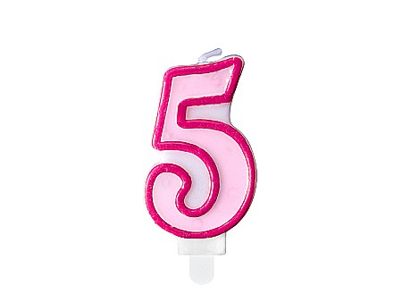 Decoratiuni/ Lumanari Tort/ Briose - PD LUMANARI TORT Number 5, pink, 7cm SCU1-5-006