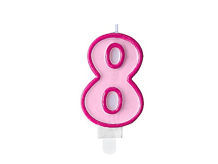 Decoratiuni/ Lumanari Tort/ Briose - PD LUMANARI TORT Number 8, pink, 7cm SCU1-8-006