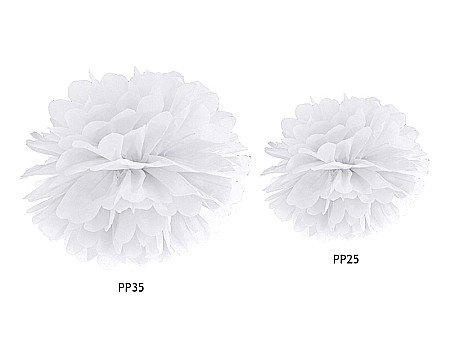 PD POMPOM HARTIE MATASE, Tissue paper Pompom, white, 25cm PP25-008 [1]