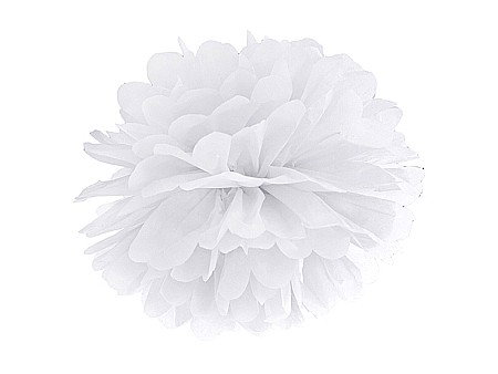 Martisor si 8 Martie - PD POMPOM HARTIE MATASE Tissue paper Pompom, white, 35cm PP35-008