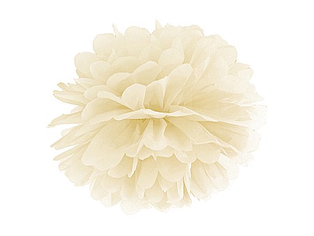 Martisor si 8 Martie - PD POMPOM HARTIE MATASE, Tissue paper Pompom, cream, 25cm PP25-079