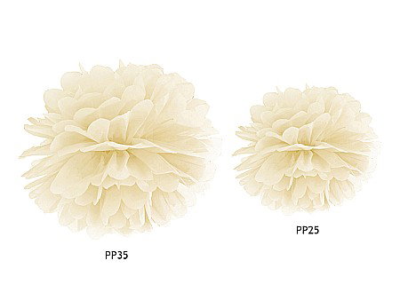 PD POMPOM HARTIE MATASE, Tissue paper Pompom, cream, 25cm PP25-079 [1]