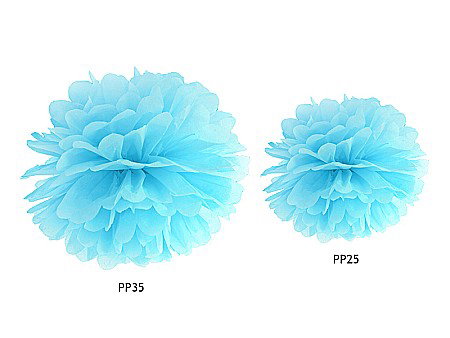 PD POMPOM HARTIE MATASE, Tissue paper Pompom, sky-blue, 25cm PP25-011 [1]