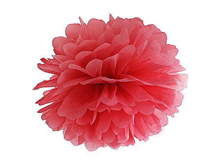 ARTICOLE PARTY - PD POMPOM HARTIE MATASE, Tissue paper Pompom, red, 25cm PP25-007