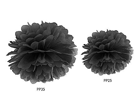 PD POMPOM HARTIE MATASE, Tissue paper Pompom, black, 25cm PP25-010 [1]