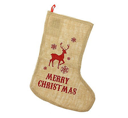 Decoratiuni Craciun - GOD DECORATIUNE CRACIUN SOSETA Christmas sock jute Reindeer, 44.5cm NW-SSZJR