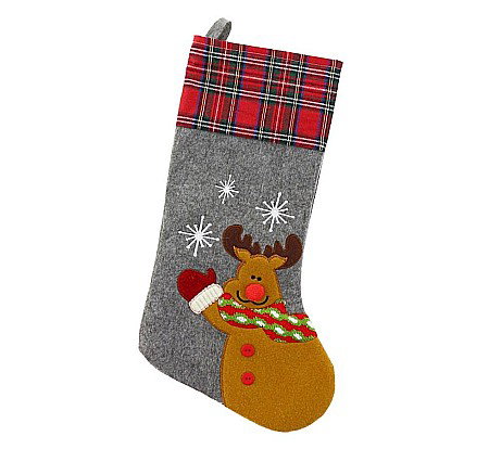 Decoratiuni Craciun - GOD DECORATIUNE CRACIUN SOSETA Christmas sock made of Reindeer felt, 51cm NW-SSZFR