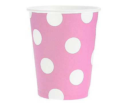 Farfurii/ Pahare/ Servetele/ Paie/ Tacamuri/ Fete masa - GOD PAHARE CARTON Dot, Pink, 270ml, 6/set PF-KGJR