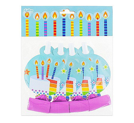 GOD FLUIERE DIN HARTIE PARTY CU MEDALION COLOURFUL PARTY 4/SET PF-GPMKB [1]
