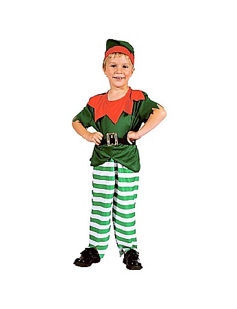 Costume/ Costumatii Craciun si accesorii - GOD COSTUM PT COPII LITTLE ELF 92/104cm, camasa, pantaloni, curea, caciula SL-ME92