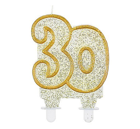ARTICOLE PARTY - GOD LUMANARI TORT Number 30, gold outline, 8cm SF-CZ30