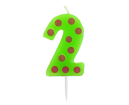 GOD LUMANARI TORT Number 2, pick candle dots, 6cm SWCG2-MM [1]