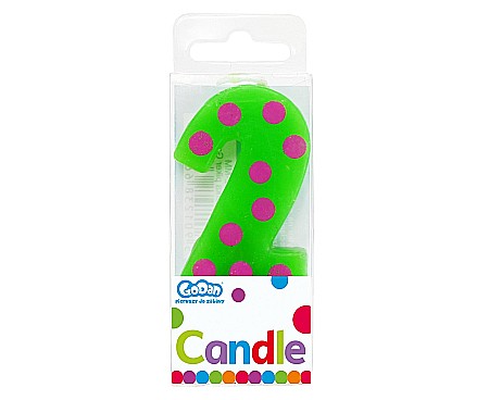 GOD LUMANARI TORT Number 2, pick candle dots, 6cm SWCG2-MM [2]