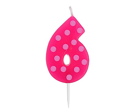 GOD LUMANARI TORT Number 6, pick candle dots, 6cm SWCG6-MM [1]