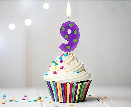 Color dots - GOD LUMANARI TORT Number 9, pick candle dots, 6cm SWCG9-MM