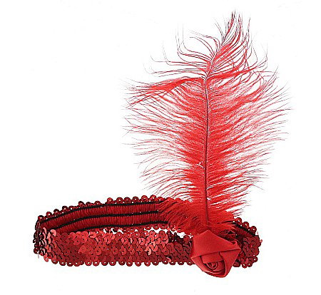 Accesorii costume copii - GOD BENTITA PARTY RETRO CABARET ROSIE CU PANA ORCZE-YH