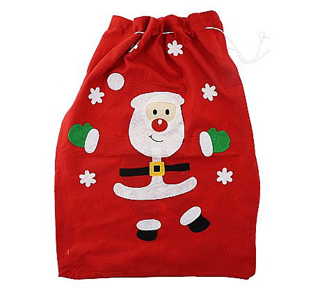 Costume/ Costumatii Craciun si accesorii - GOD SAC MOS CRACIUN Red felt sack with Santa and snow, 50*70cm NW-WORM