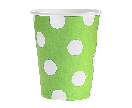 Farfurii/ Pahare/ Servetele/ Paie/ Tacamuri/ Fete masa - GOD PAHARE CARTON Green Dots, 270ml, 6/set PF-KGPI