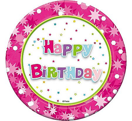 Happy birtday kids - GOD FARFURII CARTON Happy Birthday Pink, 18cm 6/set PF-THBRR