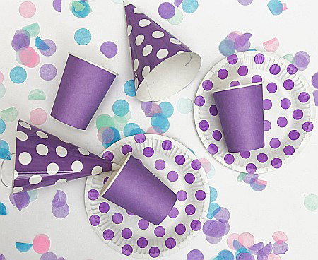 Color dots - GOD COIF DIN CARTON Paper hats Polka Dots, lavender, 6/set PF-CGL6