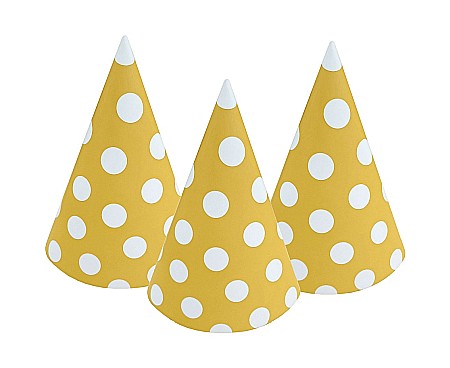 Color dots - GOD COIF DIN CARTON Paper hats Polka Dots, yellow, 6/set PF-CGZ6