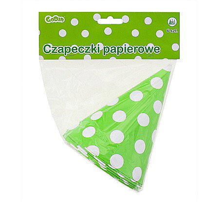 GOD COIF DIN CARTON Paper hats Polka Dots, pistachio, 6/set PF-CGP6 [1]